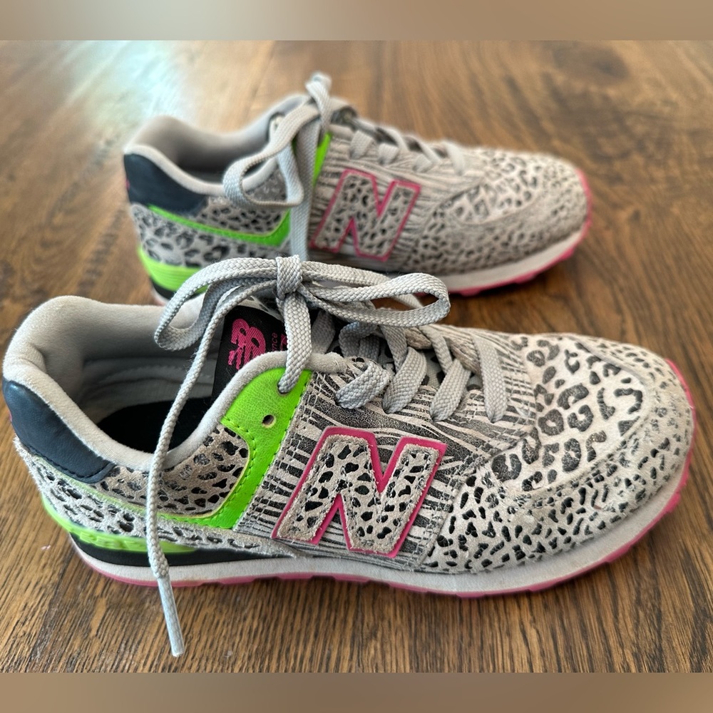 Girls size 2 leopard print New Balance sneakers